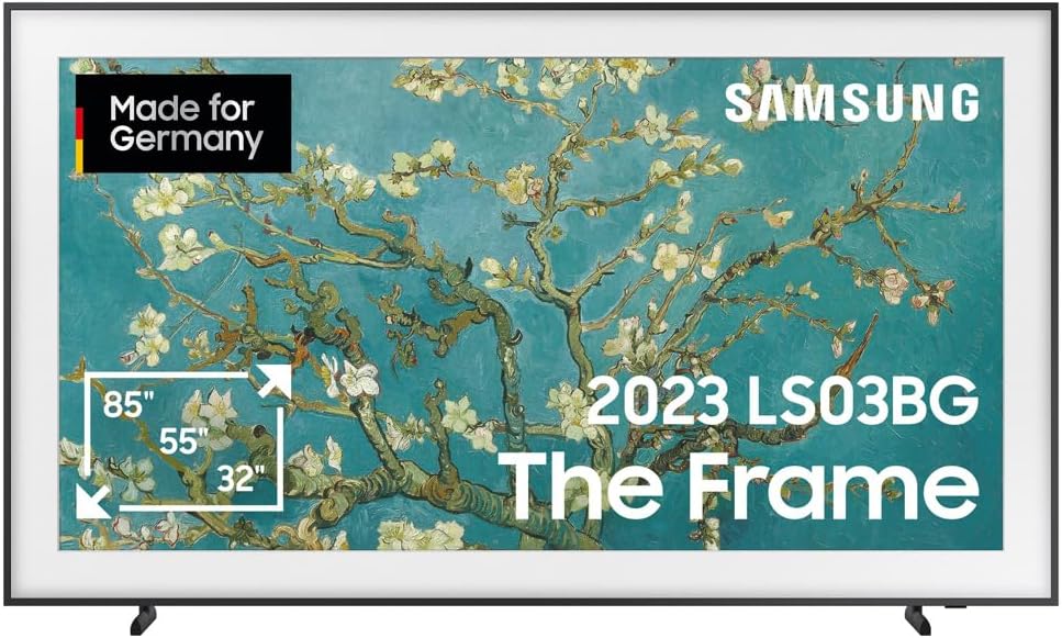 Samsung QLED 4K The Frame 65 Zoll Fernseher (GQ65LS03BGUXZG, Deutsches Modell), mattes Display, austauschbare Rahmen, Art Mode, Smart TV [2023]