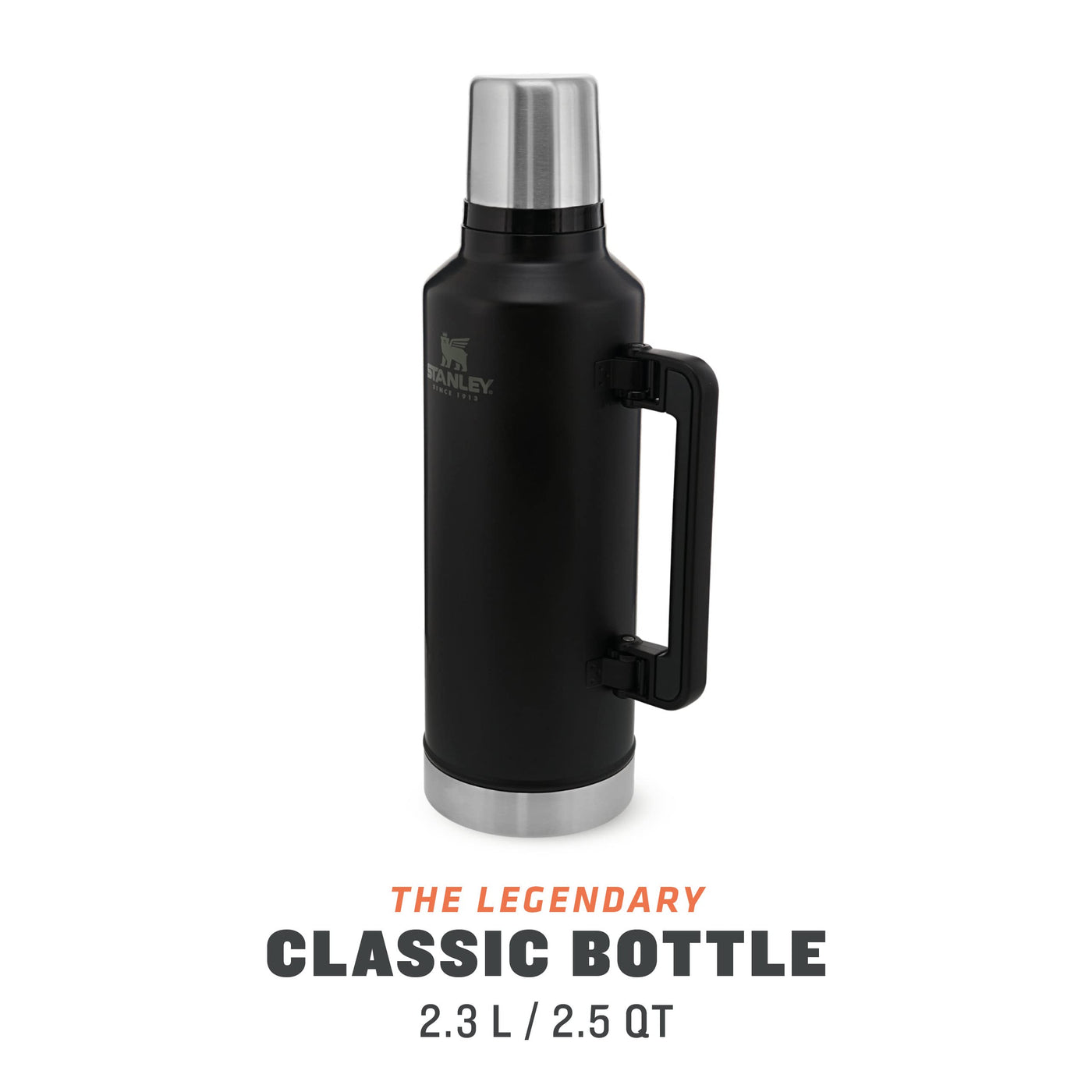 Stanley Classic Legendary Thermosflasche 2.3L - Thermos Hält 48 Stunden Heiß oder Kalt - Edelstahl Thermoskanne - BPA-Frei - Spülmaschinenfest - Matte Black