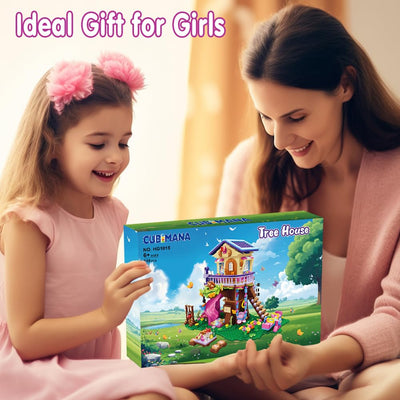 CUBIMANA Baumhaus Bausteine Set mit LED-Licht – Baumhaus Baustein Spielzeug, Up-Haus Bausatz mit Rutsche, Geburtstag Weihnachts Geschenk für Kinder Mädchen Jungen ab 6 7 8 9 10 11+ Jahren (618 Stück)