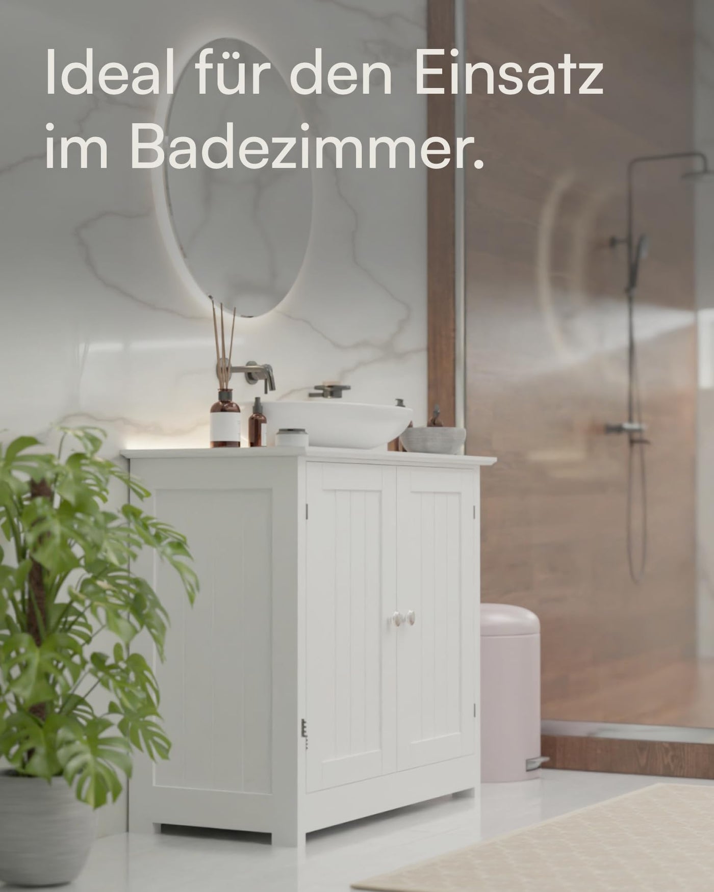 shelfmade Waschbeckenunterschrank - Waschtischunterschrank weiß im Landhausstil (ca. 50cm o. 60cm breit) - Badunterschrank Badezimmer Unterschrank Bad (50 x 30 x 60 cm)