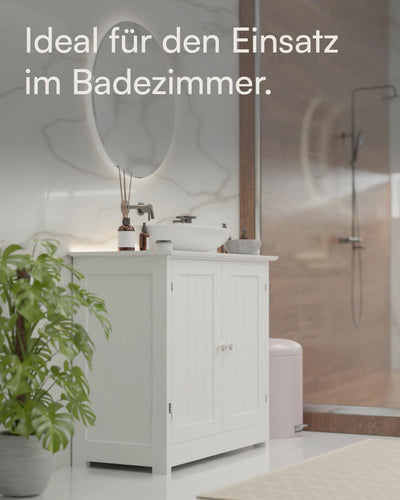 shelfmade Waschbeckenunterschrank - Waschtischunterschrank weiß im Landhausstil (ca. 50cm o. 60cm breit) - Badunterschrank Badezimmer Unterschrank Bad (50 x 30 x 60 cm)