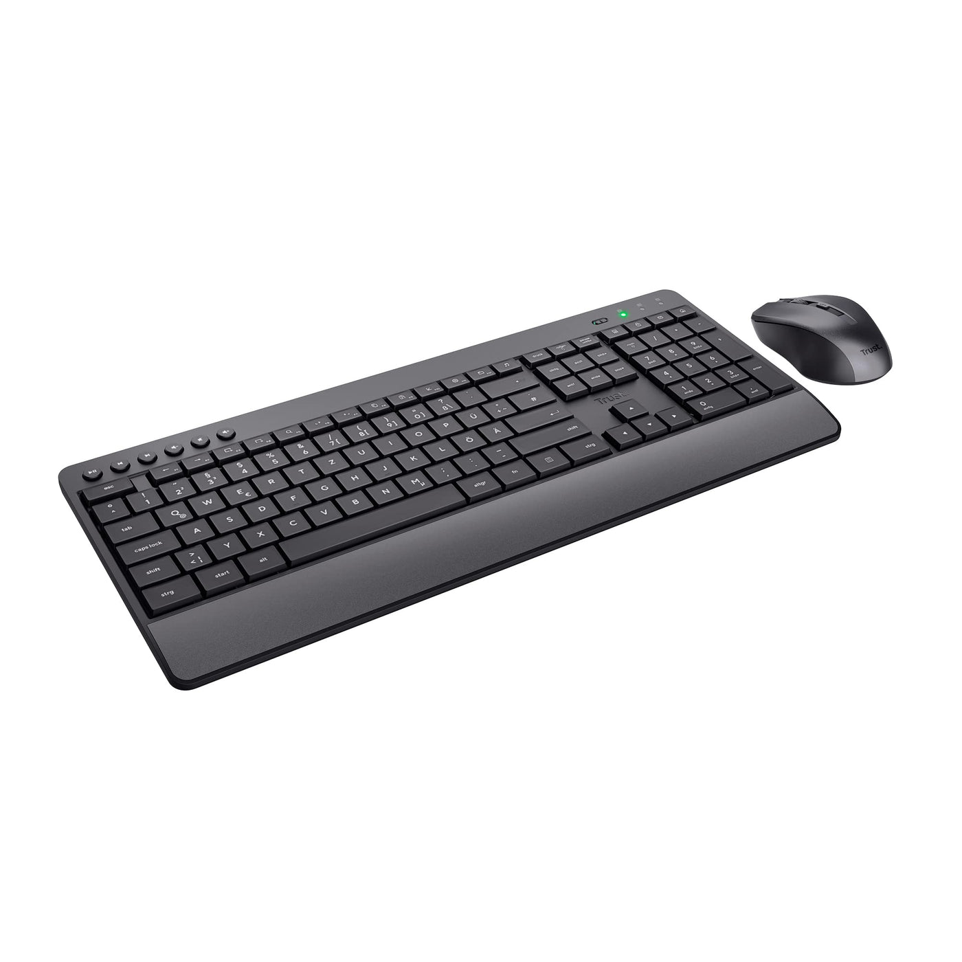 Trust Tastatur Maus Set Kabellos, Deutsches QWERTZ-Layout, Nachhaltiges Design, Kabellose Tastatur mit Funkmaus, Leise und Ergonomische Combo, 48 Monaten Batterielaufzeit, 2.4 GHz, PC, Laptop, Schwarz