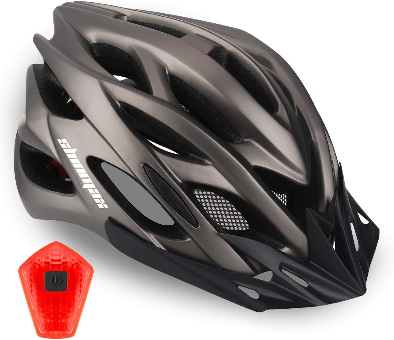 Shinmax Fahrradhelm Herren Fahrradhelm Damen Fahrradhelm mit Visier Abnehmbarer Fahrradhelm mit Licht MTB Fahrrad Helm Erwachsenen Unisex Mountainbike Helm Radhelm Rennradhelm 57-62cm