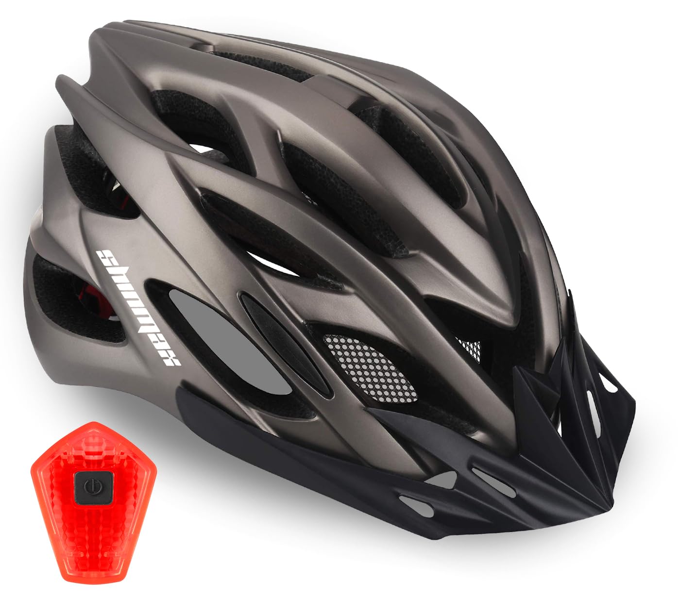 Shinmax Fahrradhelm Herren Fahrradhelm Damen Fahrradhelm mit Visier Abnehmbarer Fahrradhelm mit Licht MTB Fahrrad Helm Erwachsenen Unisex Mountainbike Helm Radhelm Rennradhelm 57-62cm