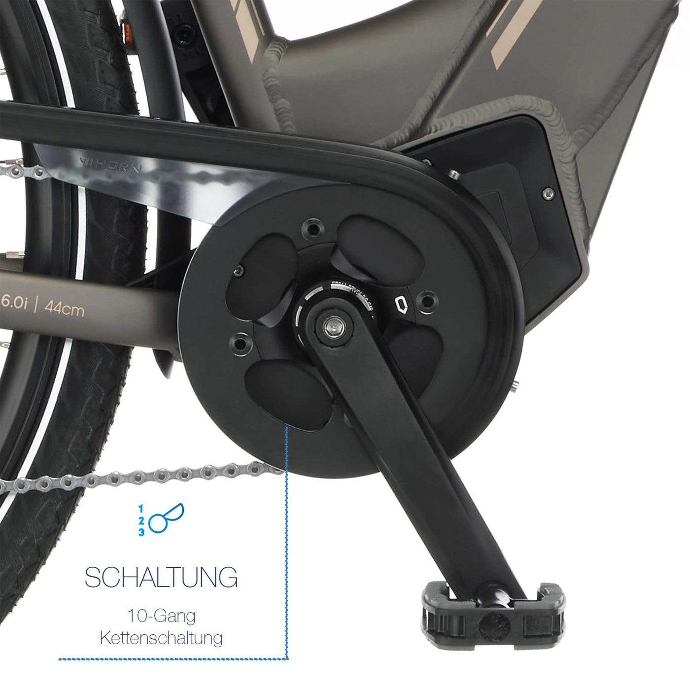 Fischer E-Bike City, CITA 6.0i Elektrofahrrad für Damen und Herren, RH 44 cm, Mittelmotor 50 Nm, 36 V Akku im Rahmen, Platingrau matt, 28 Zoll