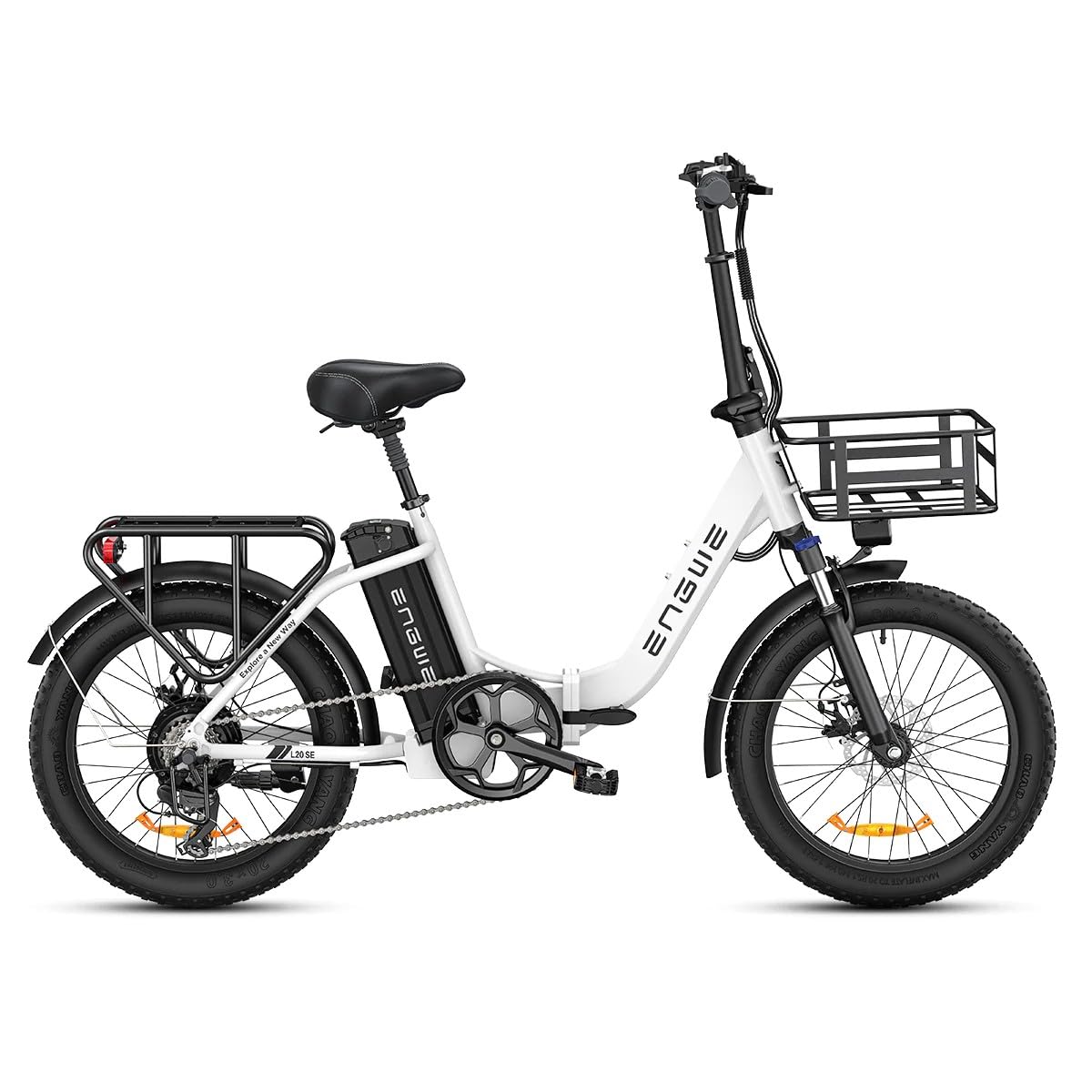 ENGWE E Bike Klappbar Ebike 20 Zoll Elektrofahrräder mit Korb, 36V 15.6Ah Akku, 25km/h Reichweite bis zu 140KM