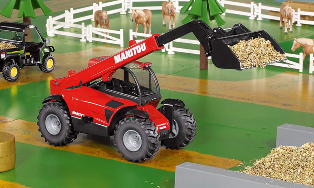 siku 3067, Manitou Teleskoplader, 1:32, Metall/Kunststoff, Rot, Beweglicher Ladearm