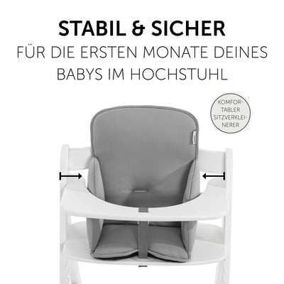 hauck Sitverkleinerer Kissen Alpha Cosy für Alpha+, Beta+ & Arketa Holzhochstuhl, für Babys 6-36 Monate, Hochstuhl Sitzkissen mit hoher Rückenlehne und Stabilisierten Seiten (Stretch Grey)