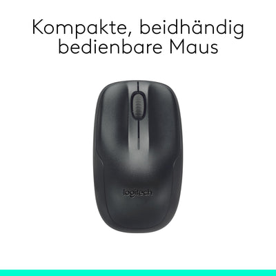 Logitech MK220 Kompaktes, Kabelloses Set mit Tastatur und Maus für Windows, US QWERTY-Layout - Schwarz