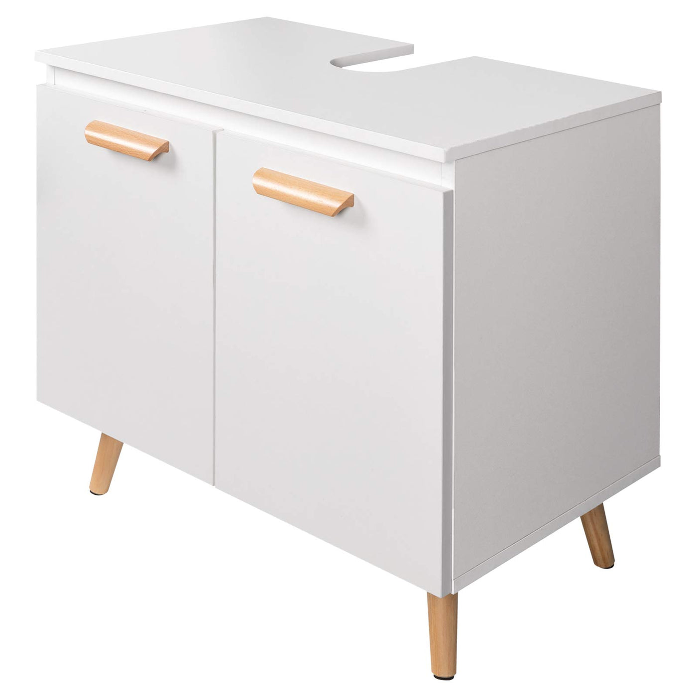 EUGAD Waschbeckenunterschrank Unterschrank Badezimmerschrank Waschtisch Badschrank Beistellschrank mit 2 Türe 60 x 40 x 60,5 cm Weiß