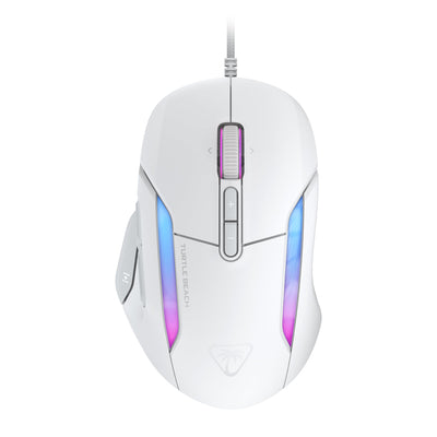 Turtle Beach Kone II – Ergonomische RGB-Gaming-Maus, 26K DPI Optischer Sensor, optische Schalter mit 100 Mio. klick-Lebensdauer, 23 programmierbare Funktionen, 4D-Scroll-Rad, Weiß