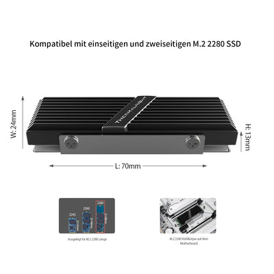Thermalright TR-M. 2 2280 TYP A B 2280 Kühlkörper für SSD Kühlung M.2 2280 Kühlkörper, Aluminium, mit 2 Wärmeleitfähigkeit, Desktop High Performance SSD Kühler, Schwarz
