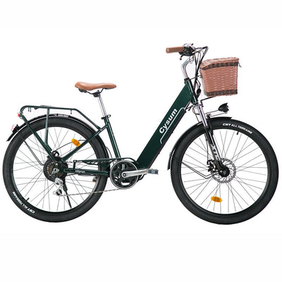 cysum Cityrun E-Bike für Damen, 26 Zoll (66 cm), E-Bike, E-Bike, E-Bike, Stadt-E-Bike für Erwachsene, Motor 250 W, 25 km/h, Lithium-Akku 36 V, 360 WH, Reichweite 80 km (grün001)