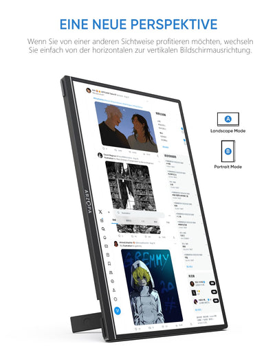 ARZOPA 16.1'' 144Hz Tragbarer Monitor mit Einem Standfuß, 100% sRGB 1920×1080P FHD HDR 144HZ Gaming Monitor, Ultra-dünn - Augenschutz-Externer Zweiter Bildschirm für Laptop/PC/Mac/PS3/4/5/Xbox - Z1FC