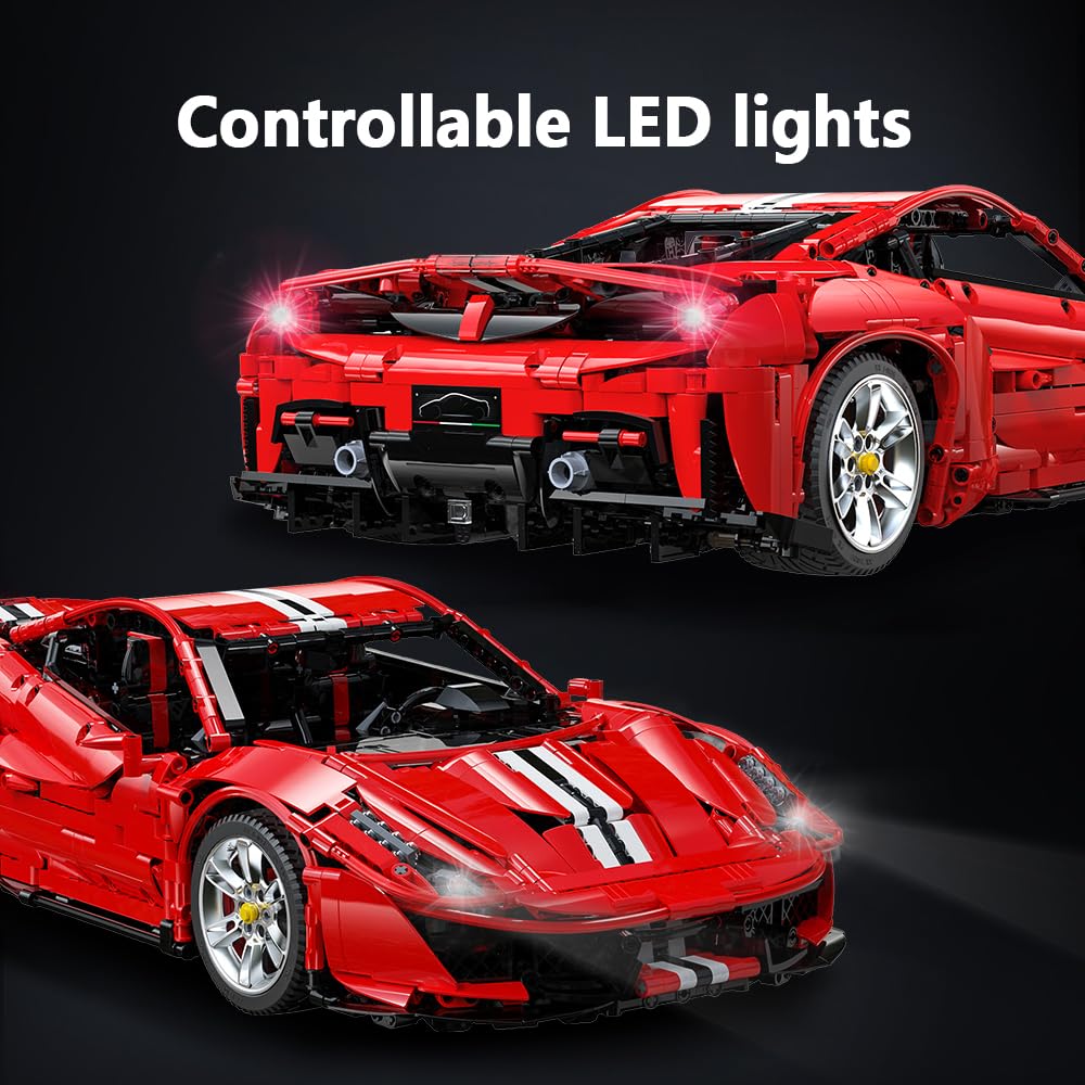 CaDA Master C61042w Supercar 488 Klemmbausteine,3187/pcs Technik Groß Ferngesteuert Auto 1:8 Bausteine,MOC Sportwagen Modell Spielzeug für Erwachsene und Jugendliche