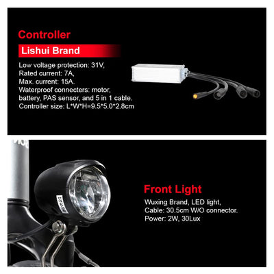 SEASON 20/24 / 26/28 / 700C Zoll Ebike Umbausatz 36V 250W Brushless Getriebe Vorderrad Nabenmotor, Elektrofahrrad Conversion Kit | LCD Display, Sensor (24'' 250W / 25km/h)