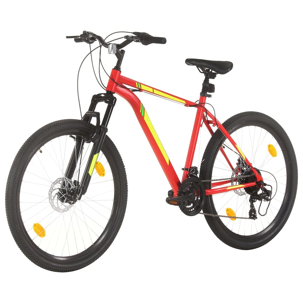 vidaXL Mountainbike 21 Gang 27,5 Zoll Rad mit Scheibenbremsen Schnellspann-Sattelstützenklemme Fahrrad Sportfahrrad 42cm Rot