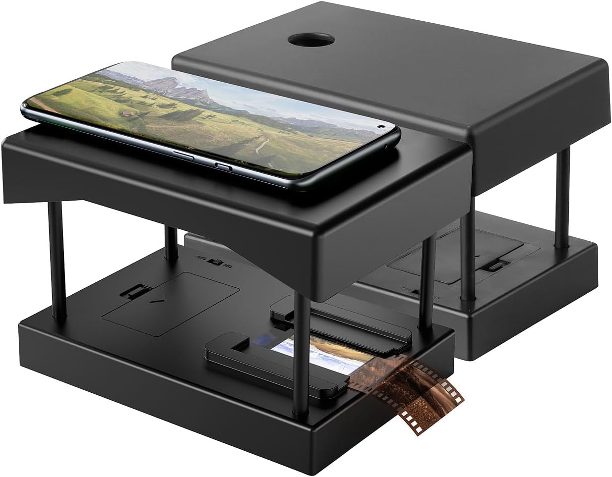 Somikon Dia und Negativ Scanner: 2er-Set Mobile Scanner für 35-mm-Dias & -Negative, LED-Beleuchtung,App (Foto Negativ Scanner, Smartphone Negativ-Scanner)