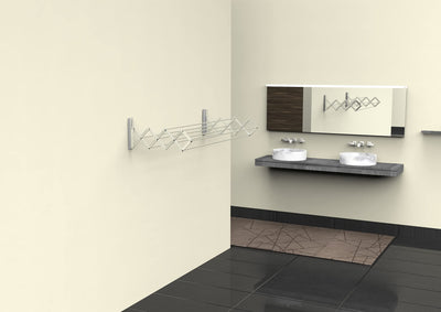 JUWEL Wäschetrockner Ruck Zuck 100 (Trockenlänge 6,6 m, Wandtrockner ausziehbar, Breite 100 cm, max. Belastbarkeit 20 kg) 40132, Silber