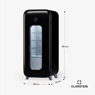 Klarstein Freistehender Weinkühlschrank 1 Zone, Getränkekühlschrank Klein, Kleiner Weinschrank, Wein-Kühlschrank Klein mit Glastür, Indoor/Outdoor Flaschenkühlschrank, Wine Fridge, 15 Flaschen
