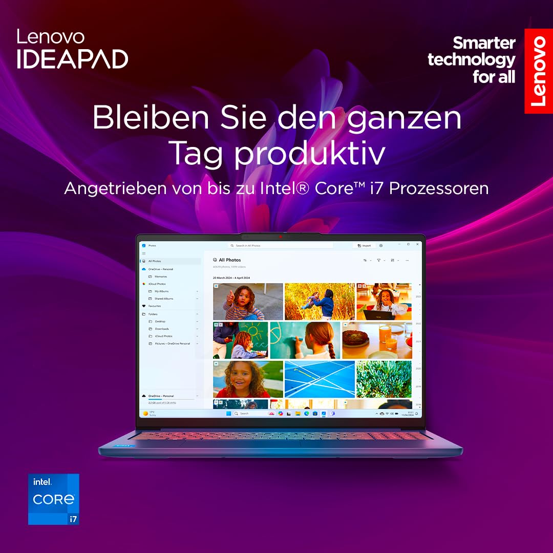 Lenovo IdeaPad Slim 5i Laptop | 14" OLED WUXGA Display | Intel Core i7-13620H | 16GB RAM | 512GB SSD | Intel UHD Grafik | Windows 11 Home | QWERTZ | Luna Grau | 3 Monate Premium Care