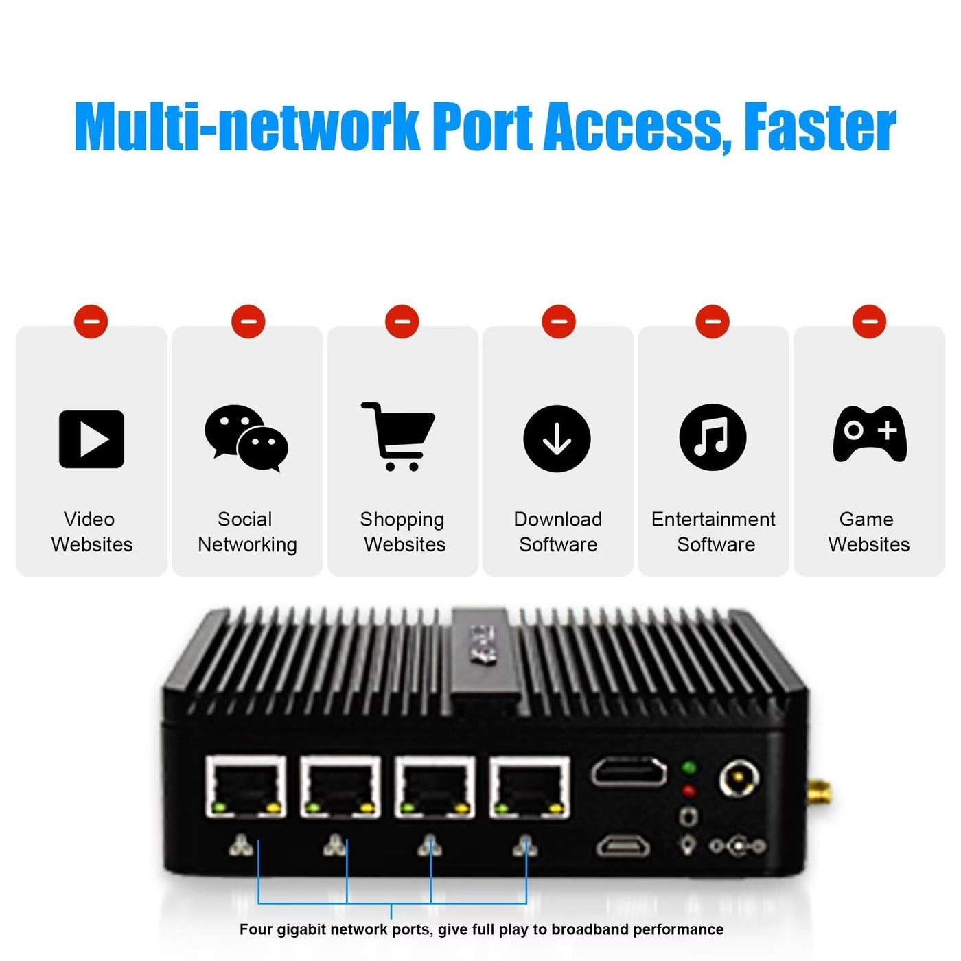 STRHIGP Firewall Mini PC OPNsense Appliance Celeron J4125 4 * 2.5GbE Ethernet LAN, 8GB DDR4 128GB SSD, VPN Router Hardware AES-NI Fanless Computer, HD, COM, 6USB, SIM Slot Home IT Industry