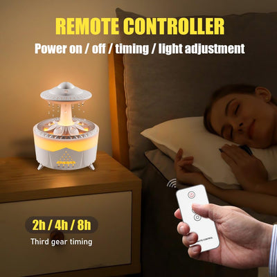 OneNine 450ML Regen Wolken luftbefeuchter, Diffusor für ätherisches Öl mit 7 Farben Nachtlicht, Rain Cloud Humidifier mit Fernbedienung Pilz Wasser Lampe Raumbefeuchter für Zuhause, Büro, Zimmer
