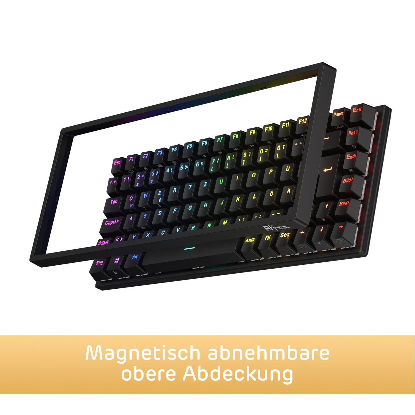 RK ROYAL KLUDGE RK84-DE 75% Gaming-Tastatur, 85 Tasten TKL , Bluetooth Mechanische , Rote Schalter, RGB Hintergrundbeleuchtung, 2.4Ghz für Mac & Windows, Schwarz