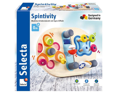 Selecta 62064 Spintivity, Motorikbrett aus Holz, 20 cm, Spinitivity