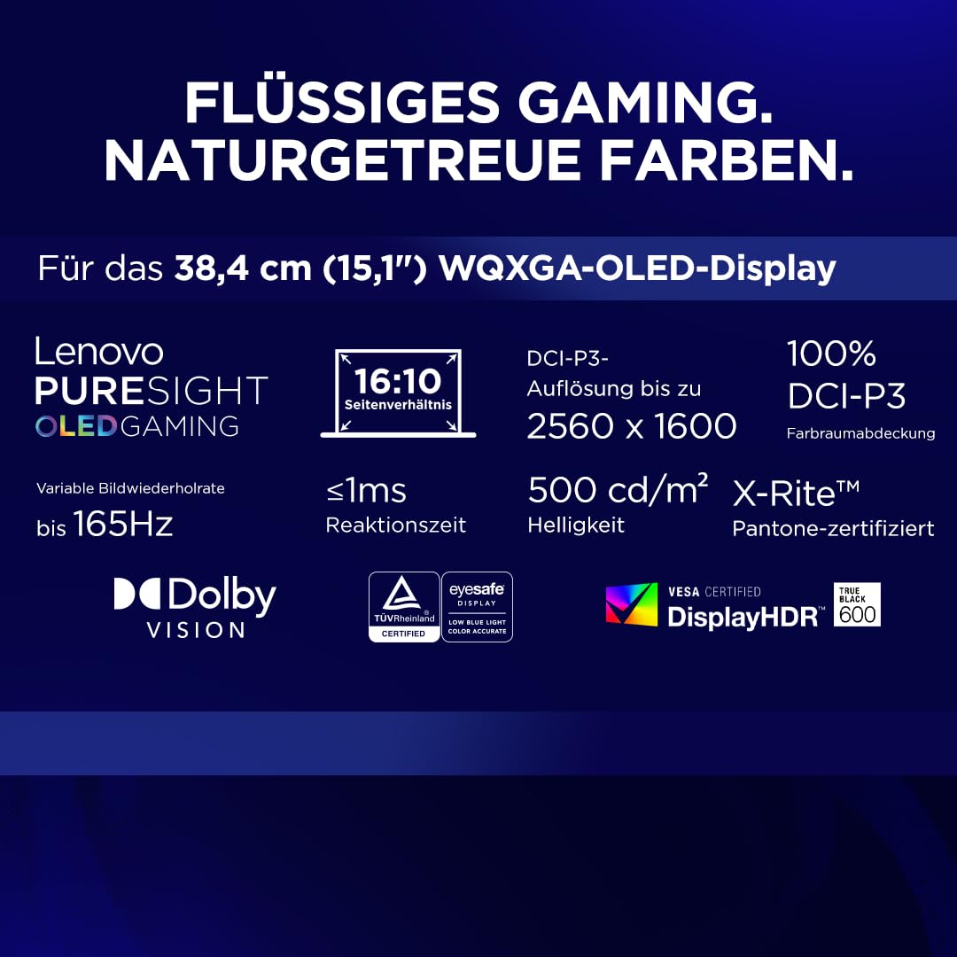 Lenovo Legion 5i 15IRX10 Gaming AI Laptop | 15.1" WQXGA 165Hz OLED Display | NVIDIA GeForce RTX 5070 | Intel Core i7-13650HX | 32GB RAM | 1TB SSD | Win11 | QWERTZ | Eclipse Black | 3 Monate GamePass