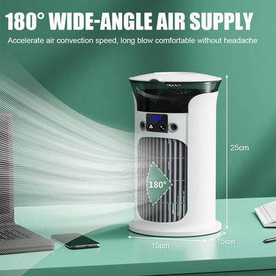Mobile Klimaanlage Mini Klimagerät, Luftkühler mit 800ml Wassetank Verdunstungskühlung, Kleine Klimaanlage, Air Conditioner Portable, Mobile Klimagerät ohne Abluftschlauch Leise (Weiß)