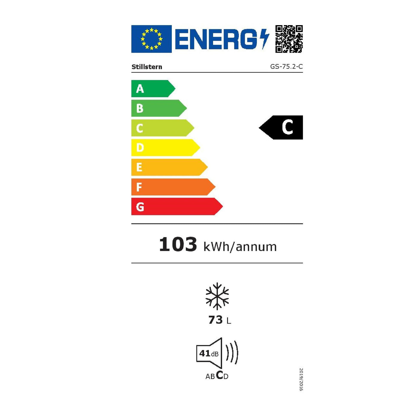 Stillstern Gefrierschrank C (73L) 4-Sterne-Gefrierfach -18°C, geringer Energieverbrauch, 3 Fächer, stufenlos regelbare Temperatur, wechselbarer Türanschlag, Gefrierschrank Klein, Tiefkühlschrank