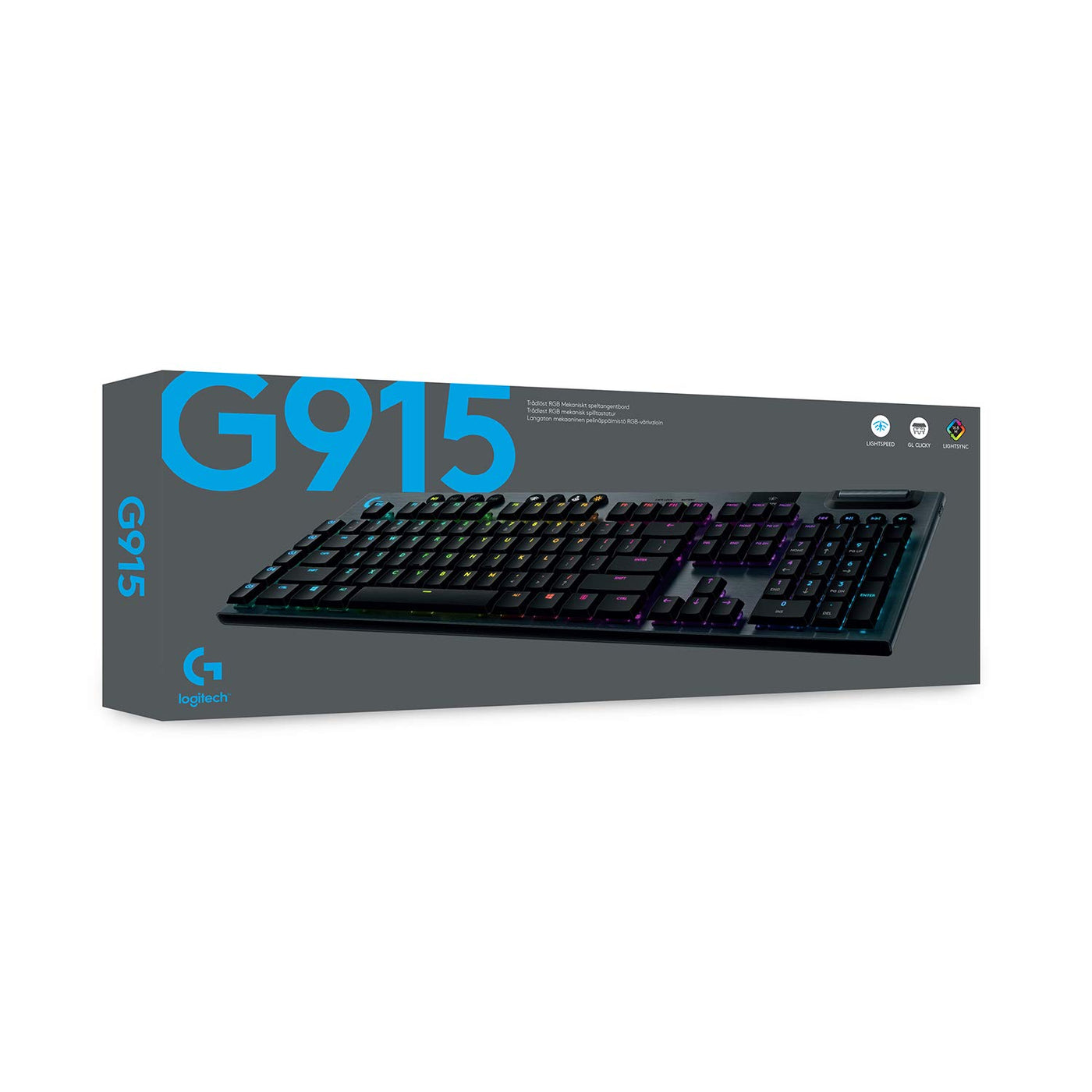Logitech G915 LIGHTSPEED kabellose mechanische Gaming-Tastatur, Taktiler GL-Tasten-Switch mit flachem Profil, LIGHTSYNC RGB, Ultraschlankes Design, Deutsches QWERTZ-Layout - Carbon