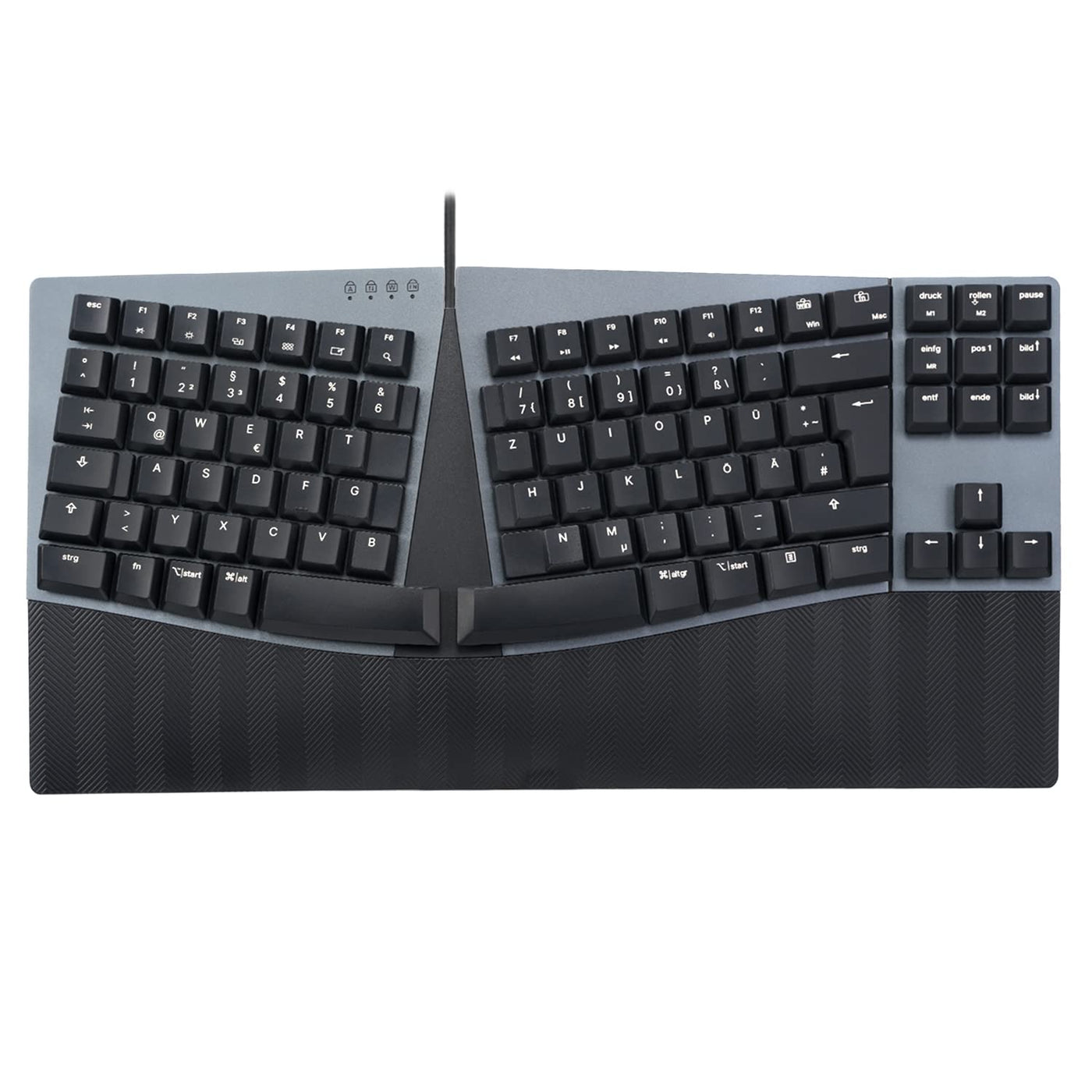 Perixx PERIBOARD-335RD DE, Kabelgebundene ergonomische mechanische Tastatur – Low-Profile Red Linear Switches – Programmierbare Funktion – Kompatibel mit Windows und Mac OS X – Deutsch QWERTZ