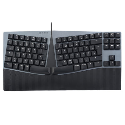 Perixx PERIBOARD-335RD DE, Kabelgebundene ergonomische mechanische Tastatur – Low-Profile Red Linear Switches – Programmierbare Funktion – Kompatibel mit Windows und Mac OS X – Deutsch QWERTZ