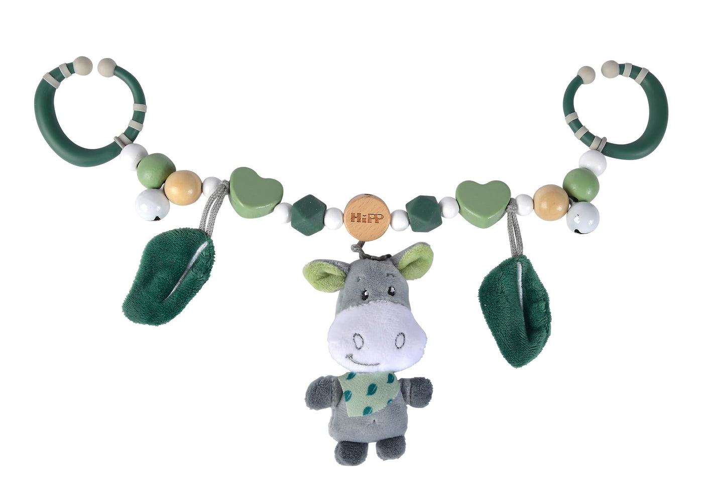 Eichhorn - Baby Hipp Collection - Wagenkette mit verschiedenen Elementen, Plüschesel mit Rasselfunktion, inkl. Glocken, FSC zertifiziertes Buchenholz, ab den ersten Lebensmonaten geeignet, Mehrfarbig