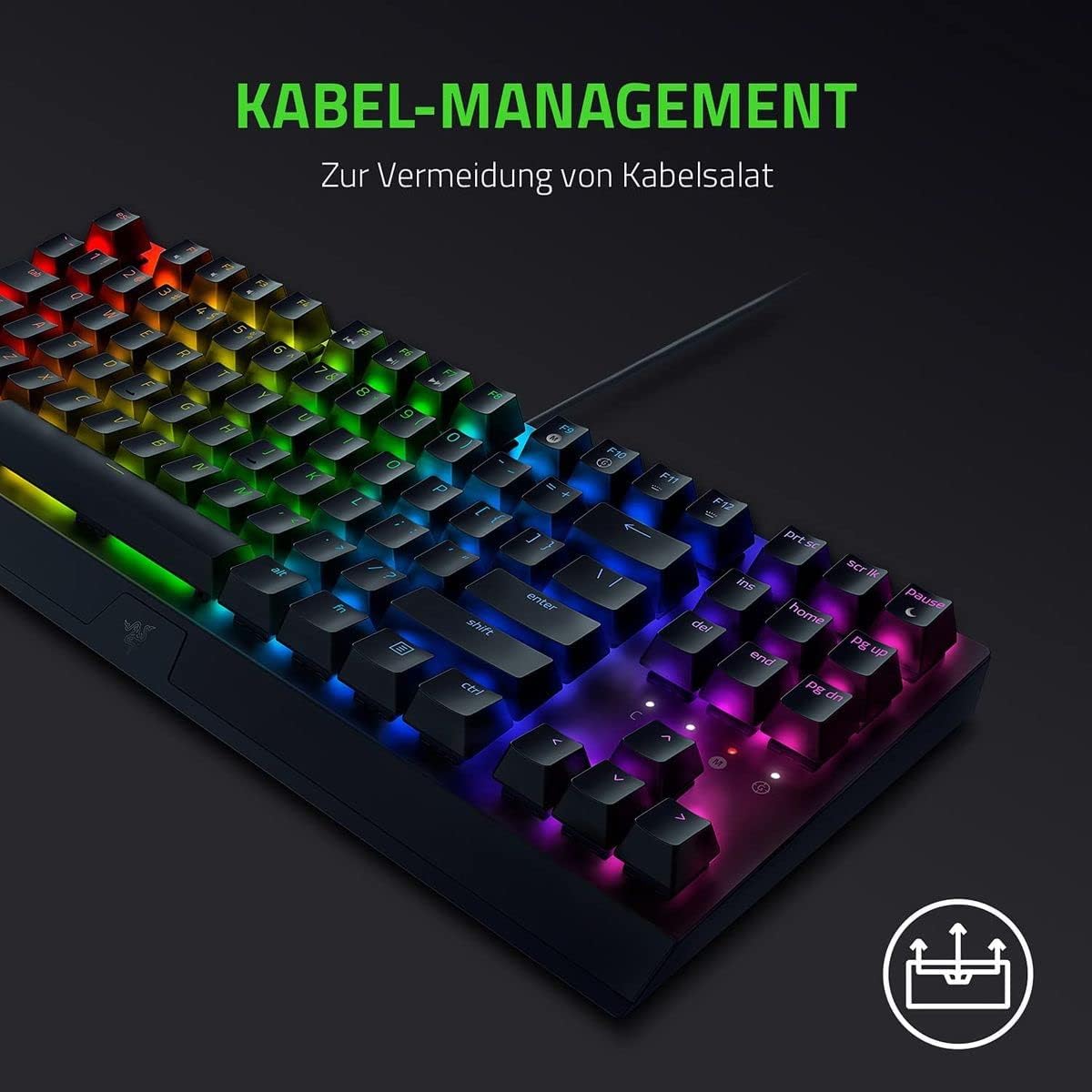 Razer BlackWidow V3 Tenkeyless (Green Switch) - Mechanische Gaming-Tastatur ohne Ziffernblock (Klickende Mechanische Switches, Kompakt, Voll Programmierbare Tasten) QWERTZ DE-Layout | Schwarz