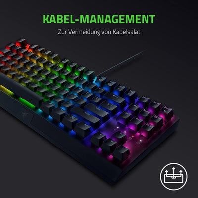Razer BlackWidow V3 Tenkeyless (Green Switch) - Mechanische Gaming-Tastatur ohne Ziffernblock (Klickende Mechanische Switches, Kompakt, Voll Programmierbare Tasten) QWERTZ DE-Layout | Schwarz