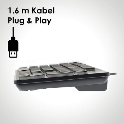 Perixx Periboard-317, Kabelgebundene Tastatur mit weißer LED Hintergrundbeleuchtung, Große Druckbuchstaben, Vollformat, Deutsches QWERTZ Layout