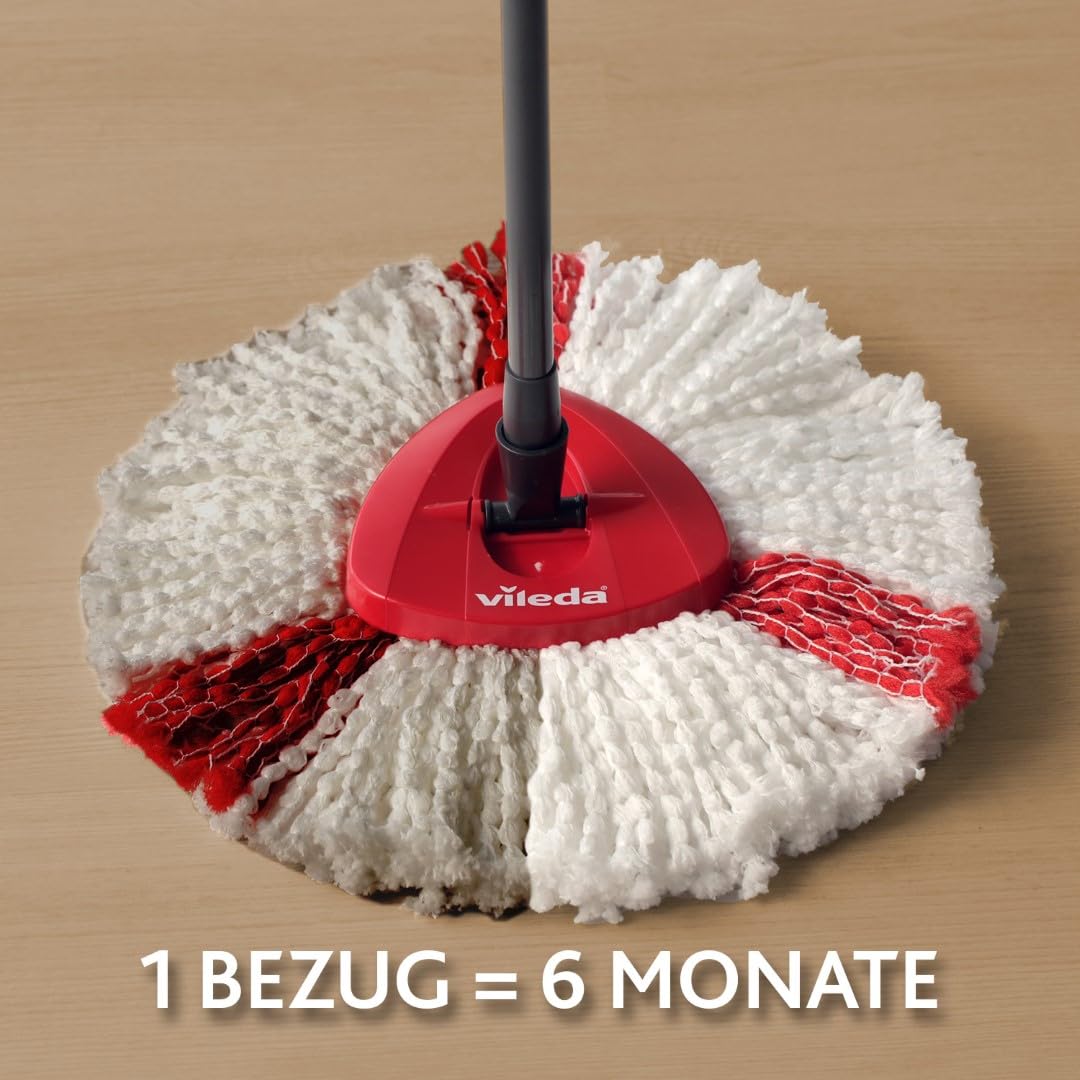 Vileda Turbo Wischmopp Komplett Set mit extra 2in1 Moppkopf, Bodenwischer mit Teleskopstiel, 2 Mikrofaser Moppköpfe mit Kraftfasern und Eimer mit Powerschleuder, schnell und reinigungsstark