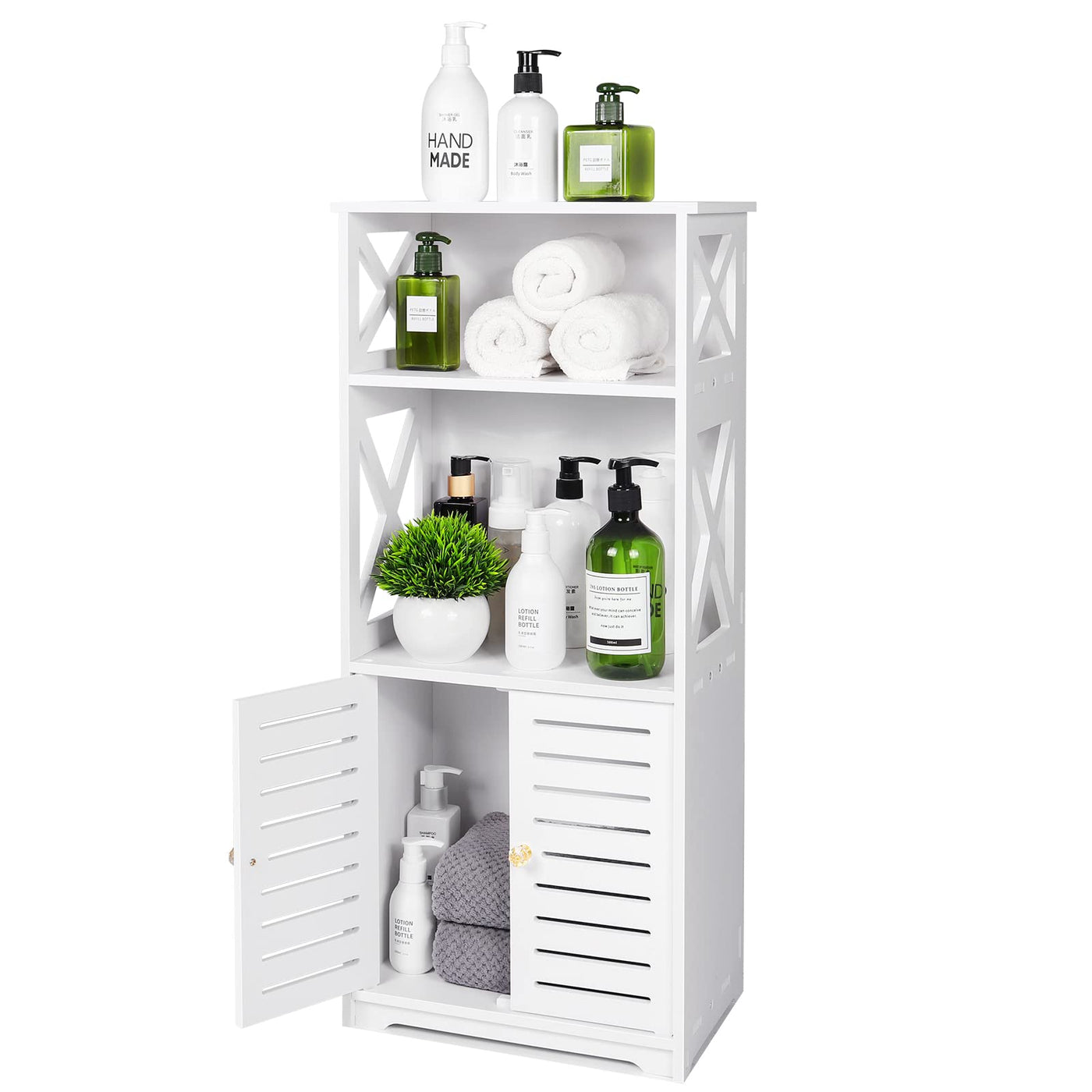 Tiasott Badezimmer-Boden-Aufbewahrungsschrank, Badezimmer-Aufbewahrung, Möbel, Heim-Organizer, Regal, Regal, Regal, wasserdicht, Badezimmerschrank, freistehender Schrank mit Regal, Eckschrank, 30 x 22