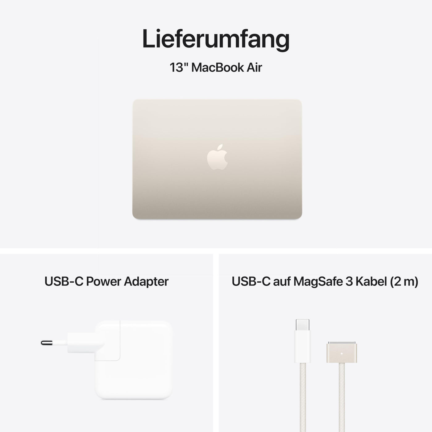 Apple MacBook Air (13", Apple M4 Chip mit 10‑Core CPU und 10‑Core GPU, 24GB Gemeinsamer Arbeitsspeicher, 512 GB) - Polarstern