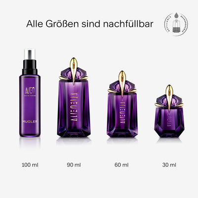 MUGLER Alien Eau de Parfum Refill, Damen-Parfum, Amberartig, holzig und blumig, Außergewöhnlicher Duft, 100 ml