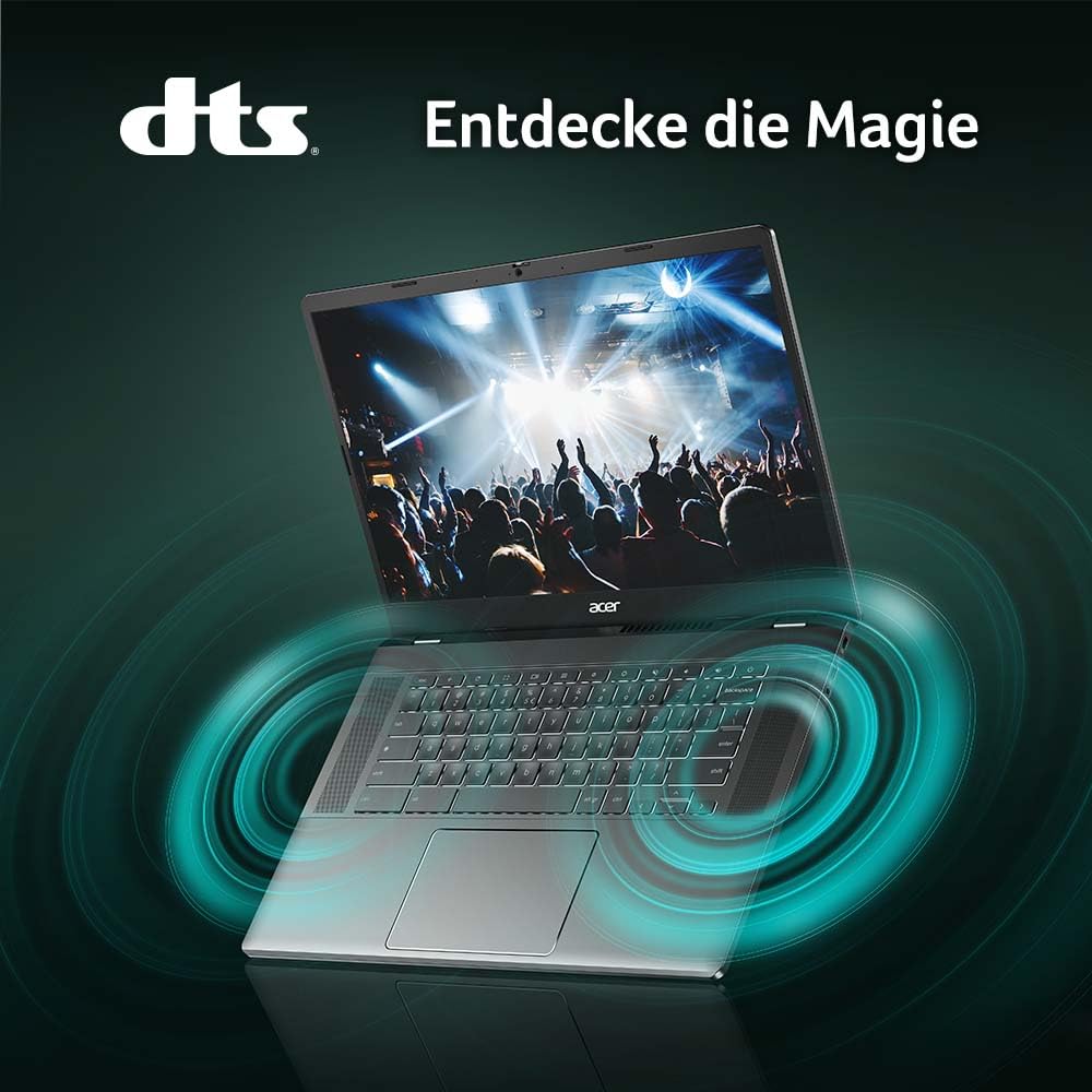 Acer Chromebook Plus 515 (CB515-2H-30CZ) Laptop, 15,6" FHD Display, Intel Core i3-1215U, 8 GB RAM, 128 GB SSD, Intel UHD Graphics, Google ChromeOS, AI-Features, grau