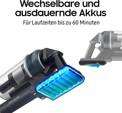 Samsung Jet 85 Wet&Clean Akku-Staubsauger, 210 W, Inkl. Wischaufsatz Spray Spinnig Sweeper und weiterem Zubehör, Blau, VS20C85G7TB/WD