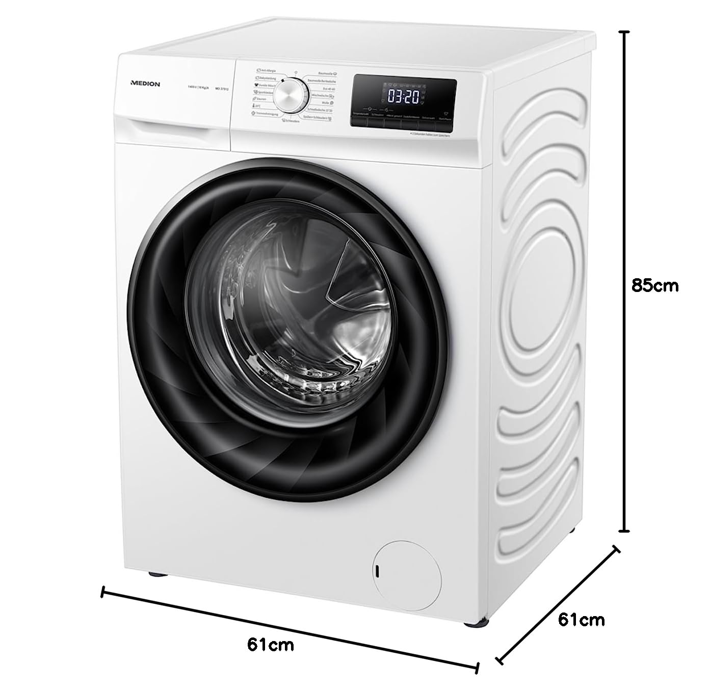 MEDION Waschmaschine (10 kg, 1400 U/Min, 15 Programme, Startzeitverzögerung, Kindersicherung, LED Display, MD 37512)