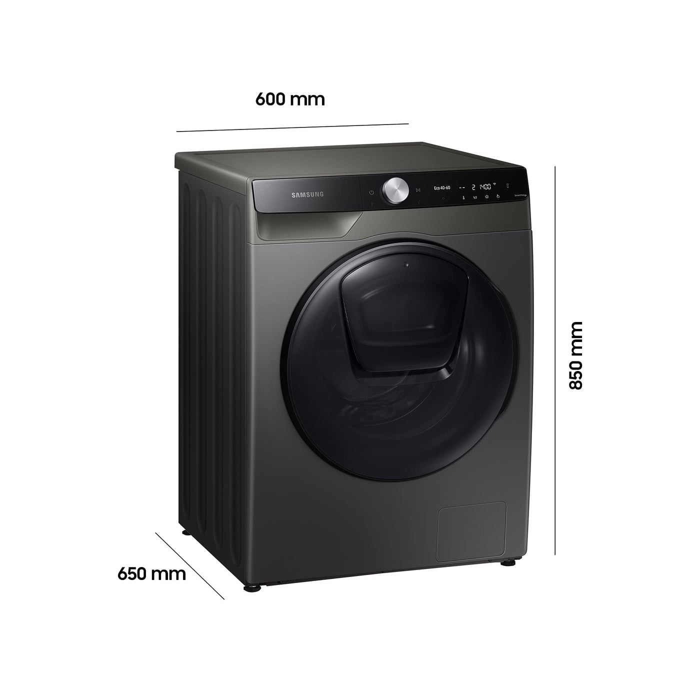 Samsung WD90T754ABX/S2 Waschtrockner, 9/6 kg, 1400 U/min, QuickDrive Option, AddWash, Ecobubble, Simple Control-Bedienkonzept, Air Wash, SuperSpeed 39 Min, Hygiene-Dampfprogramm, Inox