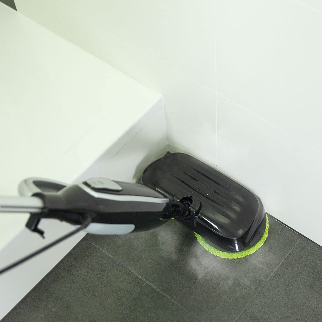 Livington Steam Twister schwarz - rotierender Dampfreiniger inkl. Zubehör - Dampfbesen & Handdampfreiniger - Entfernt bis zu 99,9% der Bakterien - elektrischer Bodenwischer mit Wassertank