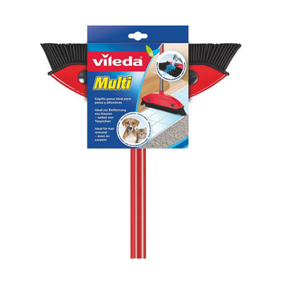 Vileda Multi Besen, mit Teleskopstiel, Kautschukborsten, gegen Tierhaare, Stiellänge 75–130 cm, für alle Böden, ideal auch für Teppiche