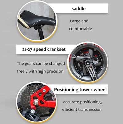 JXYQ 26 Zoll Mountainbikes, Fat Tire Mountain Trail Bike für Erwachsene, 21 Gang Fahrrad, Rahmen aus Kohlenstoffstahl mit doppelter Vollfederung und Doppelscheibenbremse (Cyan)